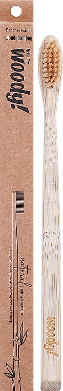 Бамбуковая зубная щетка, средняя, бежевая щетина - WoodyBamboo Bamboo Toothbrush Natural — фото N1