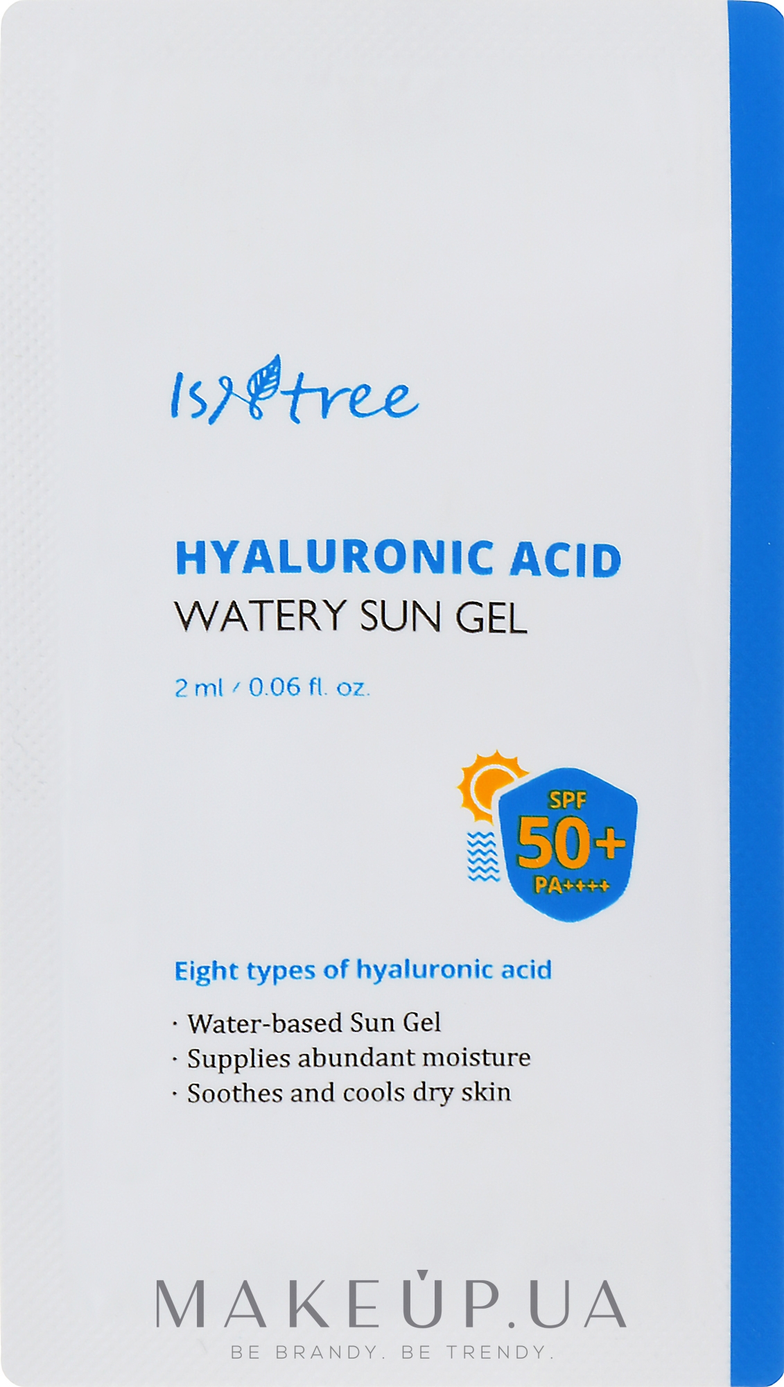 Гель солнцезащитный увлажняющий - Isntree Hyaluronic Acid Watery Sun Gel SPF 50+ PA++++ (пробник) — фото 2ml