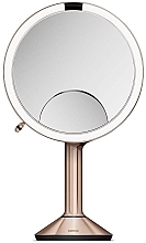 Зеркало сенсорное круглое, 20 см - Simplehuman Sensor Touch Control Trio Mirror Rose Gold — фото N1