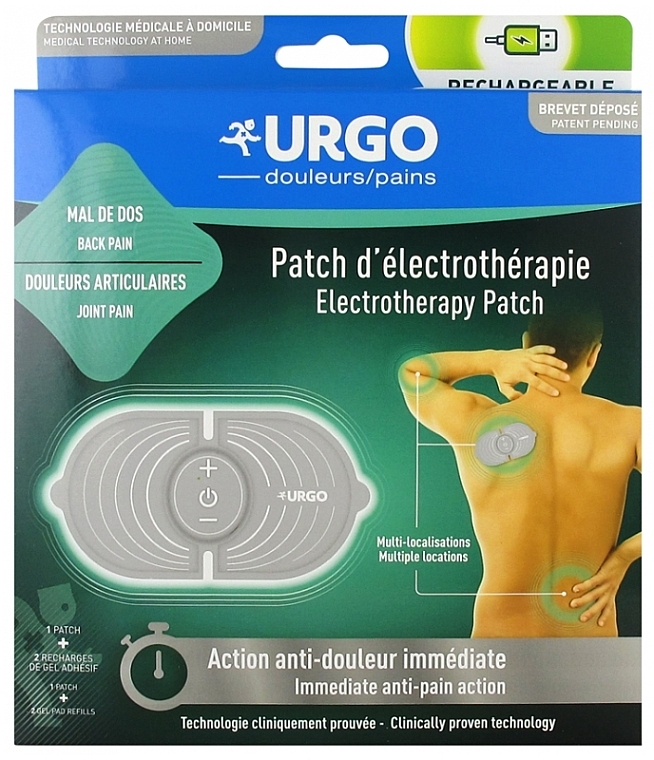 Перезаряжаемый многоразовый пластырь - Urgo Rechargeable Electrotherapy Patch — фото N1