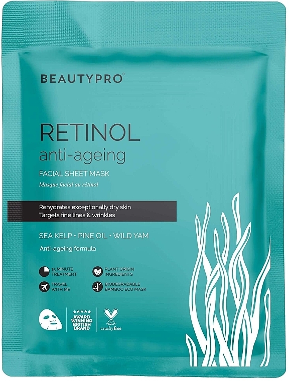 Тканинна маска для обличчя з ретинолом - BeautyPro Retinol Anti-Ageing Sheet Mask — фото N1