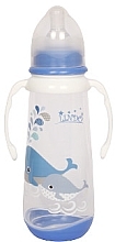 Бутылка для кормления с силиконовой соской и ручками, 250 мл, голубая - Lindo Li 125 — фото N1