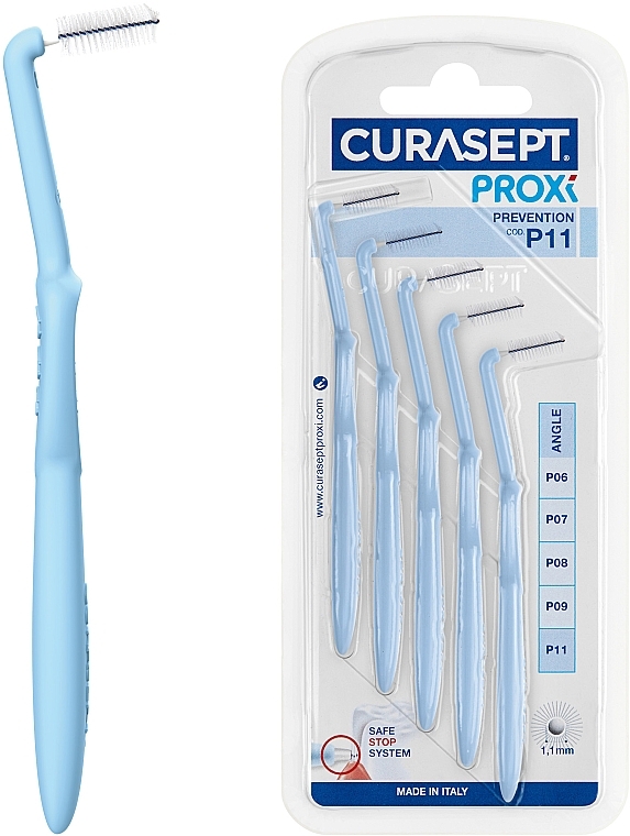 Міжзубні йоржики P11, 1.1 мм, блакитні - Curaprox Curasept Proxi Angle Prevention Light Blue — фото N1