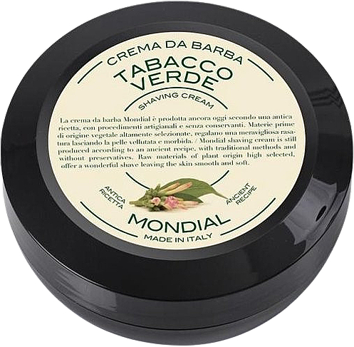 Крем для гоління «Tabacco Verde» - Mondial Shaving Cream Wooden Bowl (міні) — фото N1