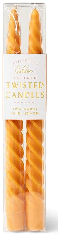 Витая свеча, 25,4 см - Paddywax Tapered Twisted Candles Golden — фото N1