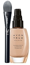 Парфумерія, косметика Набір - Avon True Colour (foundation/30ml + brush/1pc)