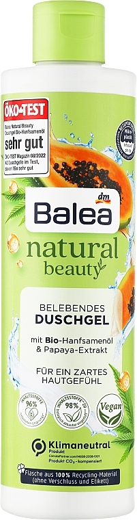 Гель для душу - Balea Natural Beauty Hanfsamen & Papaya — фото N2