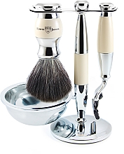 Духи, Парфюмерия, косметика Набор для бритья - Edwin Jagger Imitation Ivory & Chrome 4 Piece Mach3 Set Black Synthetic