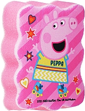 Парфумерія, косметика Мочалка банна дитяча "Свинка Пеппа", Пеппа на роликкових ковзанах, рожева - Suavipiel