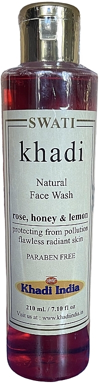 Натуральний гель для вмивання "Троянда, лимон і мед" - Khadi Swati Natural Face Wash Rose, Lemon and Honey — фото N1