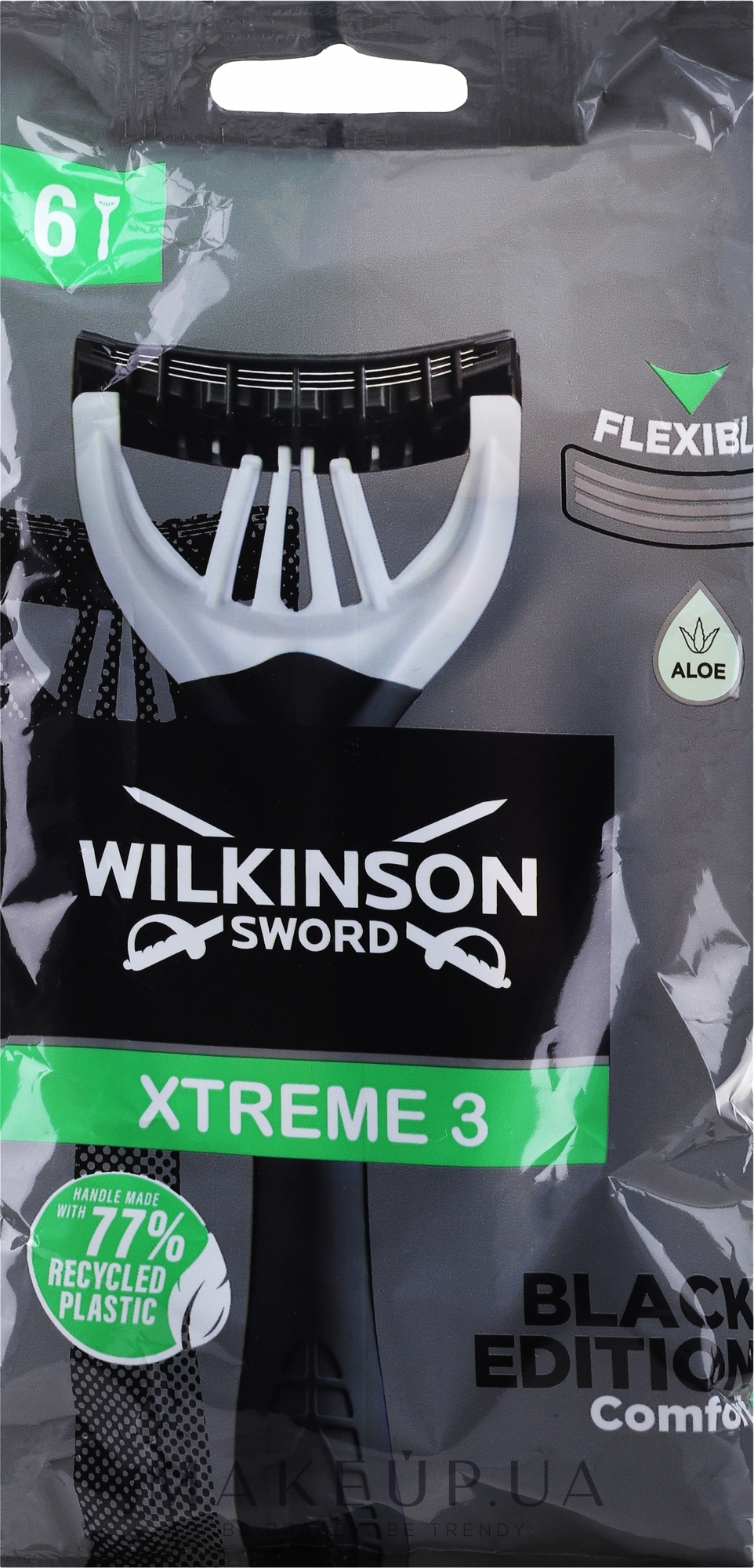 Набор одноразовых станков для бритья, 6 шт. - Wilkinson Sword Xtreme 3 Black Edition — фото 6шт