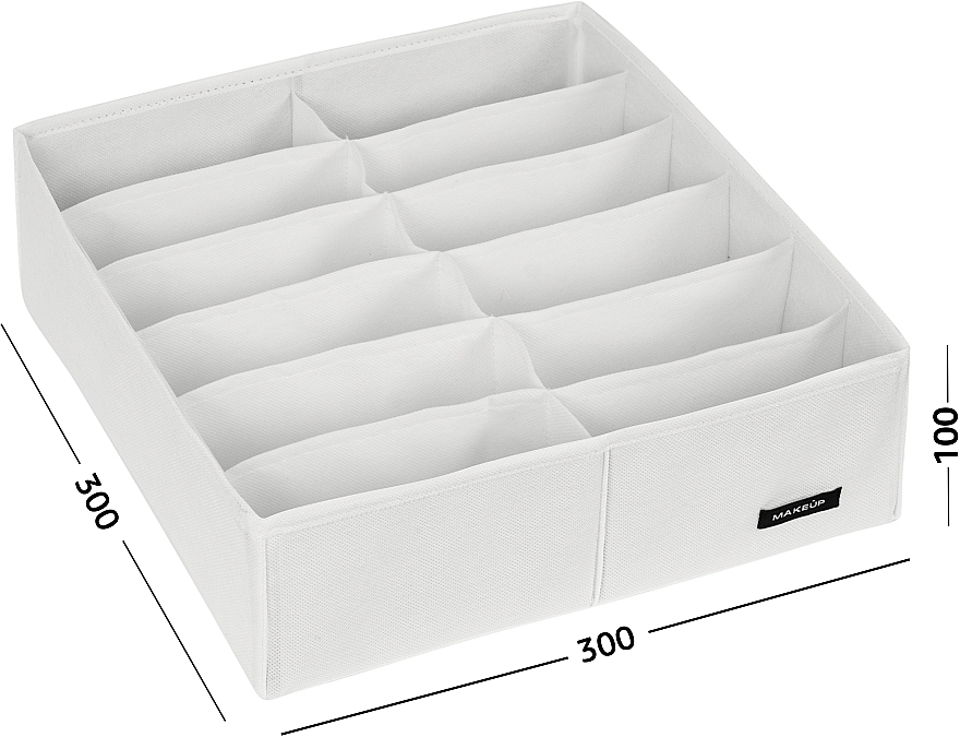 Органайзер для хранения с 12 ячейками, белый 30х30х10 см "Home" - MAKEUP Drawer Underwear Organizer White — фото N2