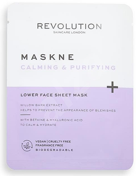 Маска для лица - Revolution Skincare Maskcare Maskne Calming & Purifying Lower Face Sheet Mask — фото N1