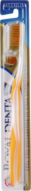 Зубна щітка середньої м'якості, з наночастинками золота, помаранчева - Royal Denta Gold Medium Toothbrush — фото N1