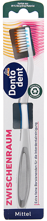 Зубная щетка в картонной упаковке, голубая - Dontodent Zwischenraum Mittel — фото N1