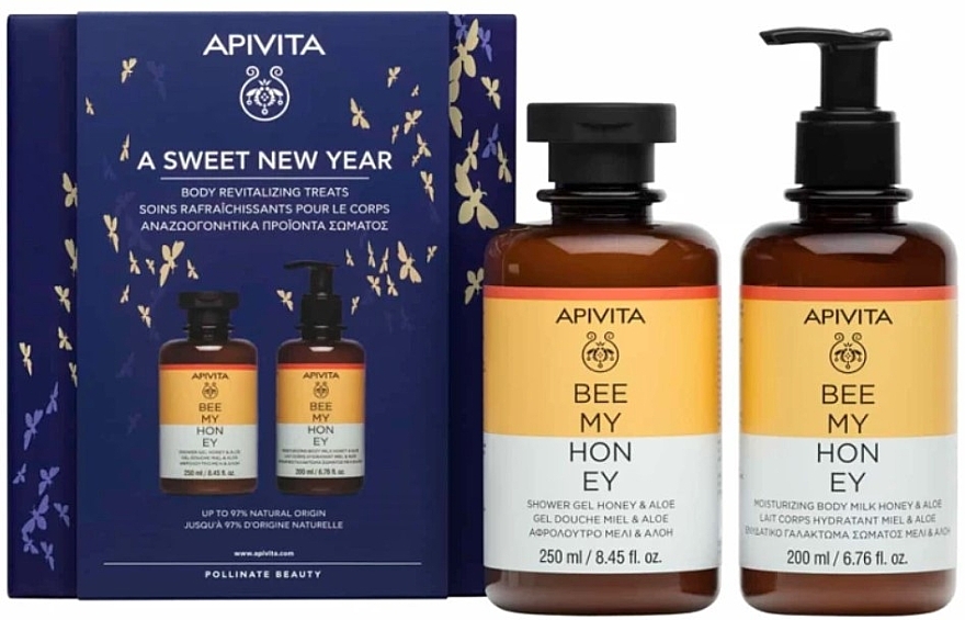 Apivita Bee My Honey - Набір (sh/gel/250ml + body/milk/200ml) — фото N1