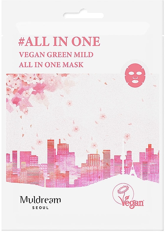 Тканевая маска для чувствительной и очень сухой кожи - Muldream Vegan Green Mild All In One Mask — фото N1