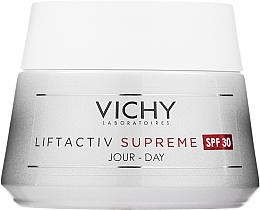 Засіб тривалої дії: корекція зморшок та пружність шкіри, антивіковий крем з сонцезахисним фактором SPF30, для всіх типів шкіри - Vichy Liftactiv Supreme Day Cream SPF30 For All Skin Types — фото N2