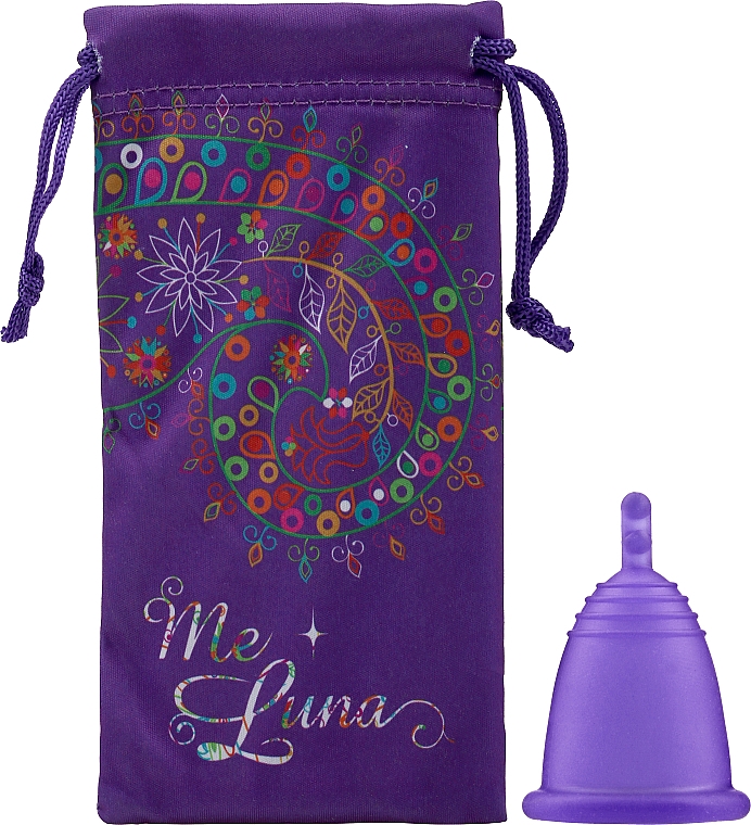 Менструальная чаша с ножкой, размер S, темно-фиолетовый - MeLuna Sport Menstrual Cup Stem — фото N2