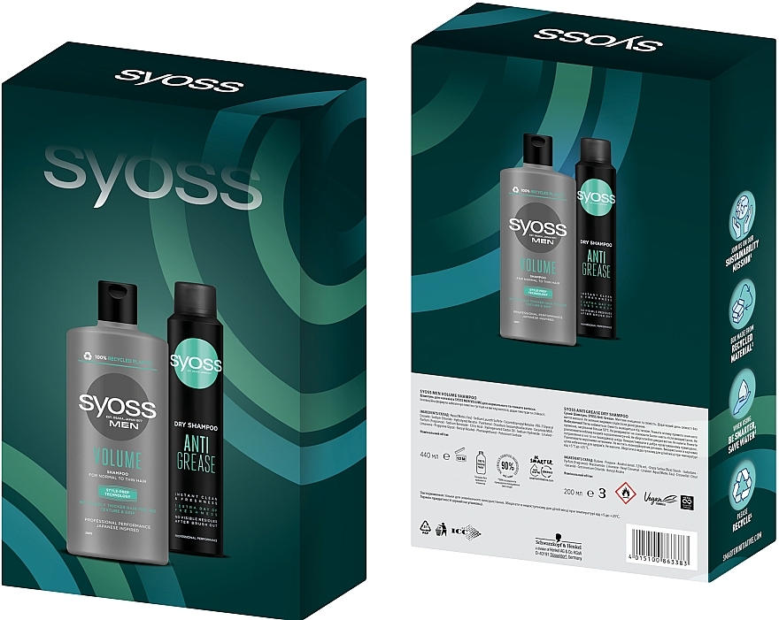 Набор "For men. Clean & Freshness" - Syoss (shm/440ml + shmp/dry/200ml) — фото N5