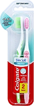 Набір зубних щіток "Slim Soft", м'які, рожева + зелена - Colgate Toothbrush — фото N1