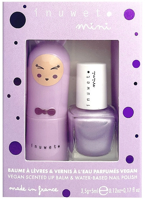 Набір - Inuwet Mini Duo Violet Set (nail/polish/5ml + lip/balm/3.5g) — фото N1