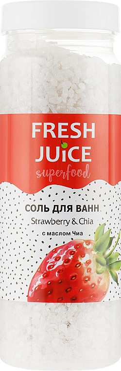 Сіль для ванн "Полуниця й чіа" - Fresh Juice Superfood Strawberry & Chia — фото N1