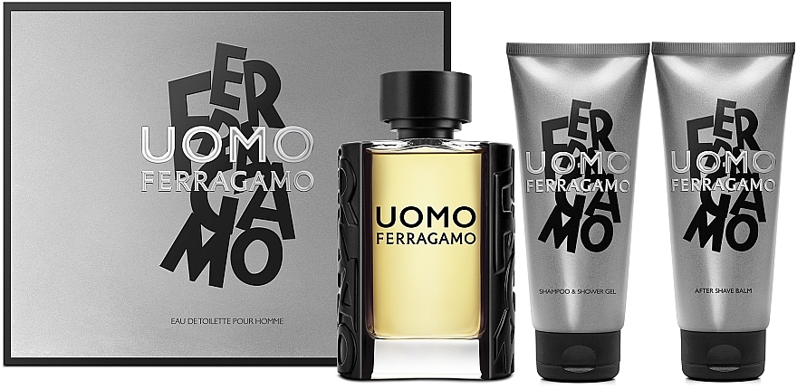 Salvatore Ferragamo Uomo - Набор (edt/100ml + sh/gel/100ml + ash/balm/100ml) — фото N1