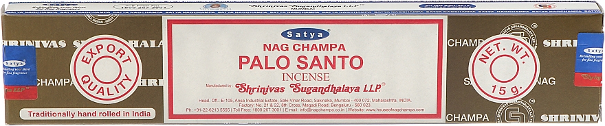 Благовония "Пало Санто" - Satya Nag Champa Palo Santo Incense