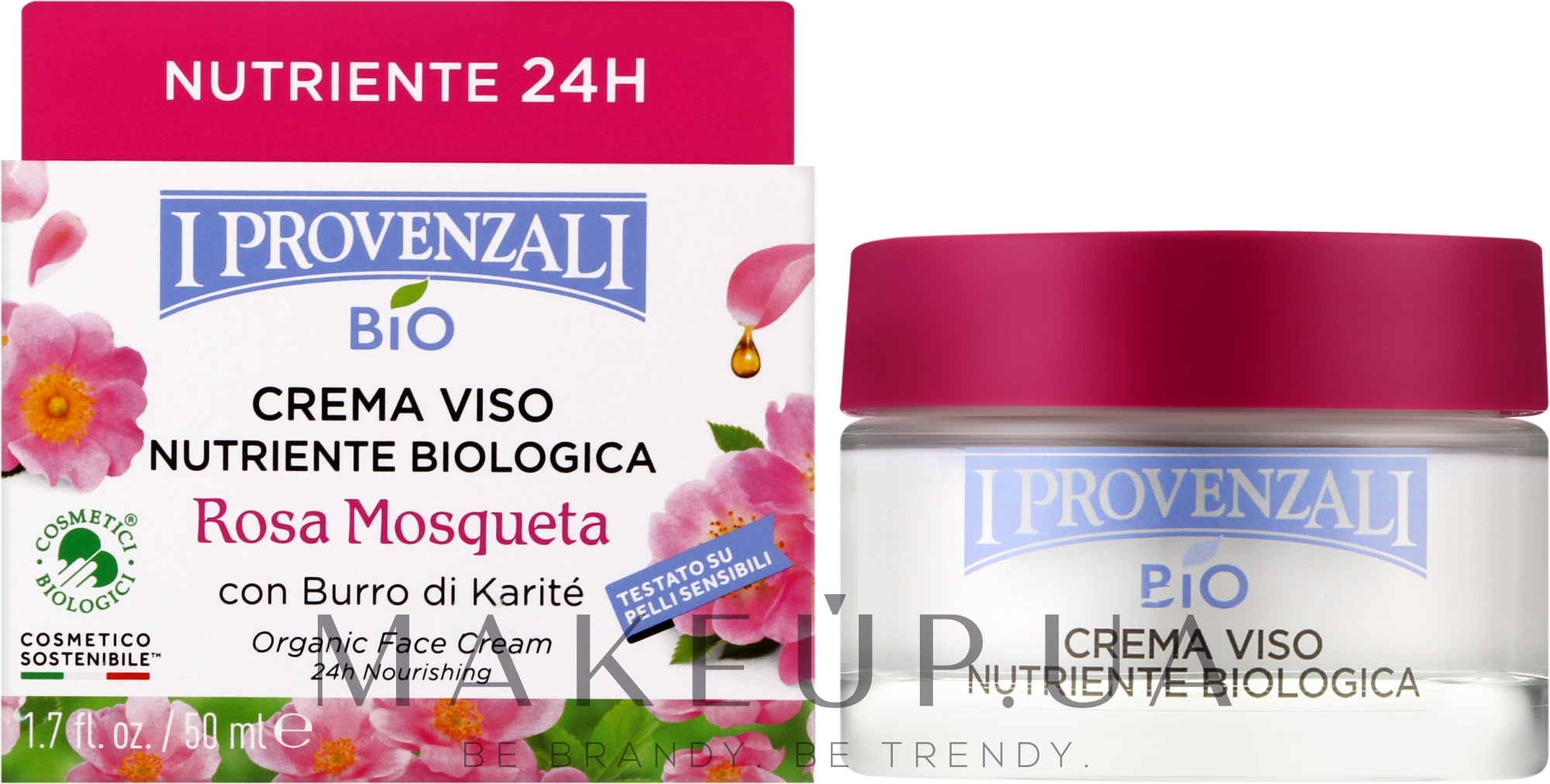 Живильний крем для обличчя - I Provenzali Rosa Mosqueta Organic Face Cream 24H — фото 50ml