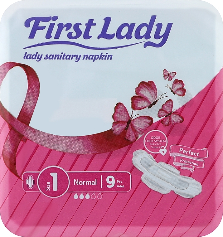 Гігієнічні прокладки з крильцями "Ultra Normal" розмір 1, 3 краплі, 9 шт. - First Lady — фото N1