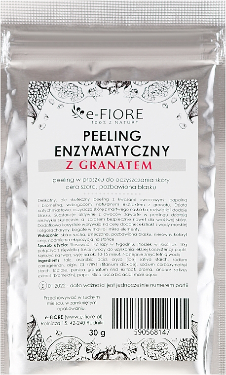 Ензимний пілінг з екстрактом граната - E-Fiore Professional Enzyme Peeling Garnet&Vitamin C — фото N1