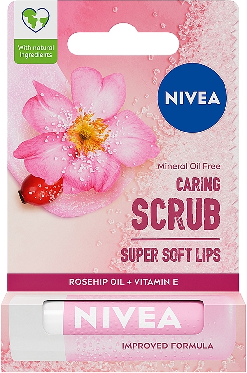 Скраб-бальзам для губ з олією шипшини - NIVEA Caring Scrub Super Soft Lips Rosehip Oil + Vitamin E