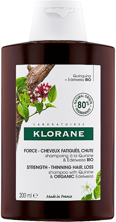 Шампунь с эдельвейсом от выпадения волос - Klorane Force Tired Hair & Hair Loss Shampoo with Organic Quinine and Edelweiss 