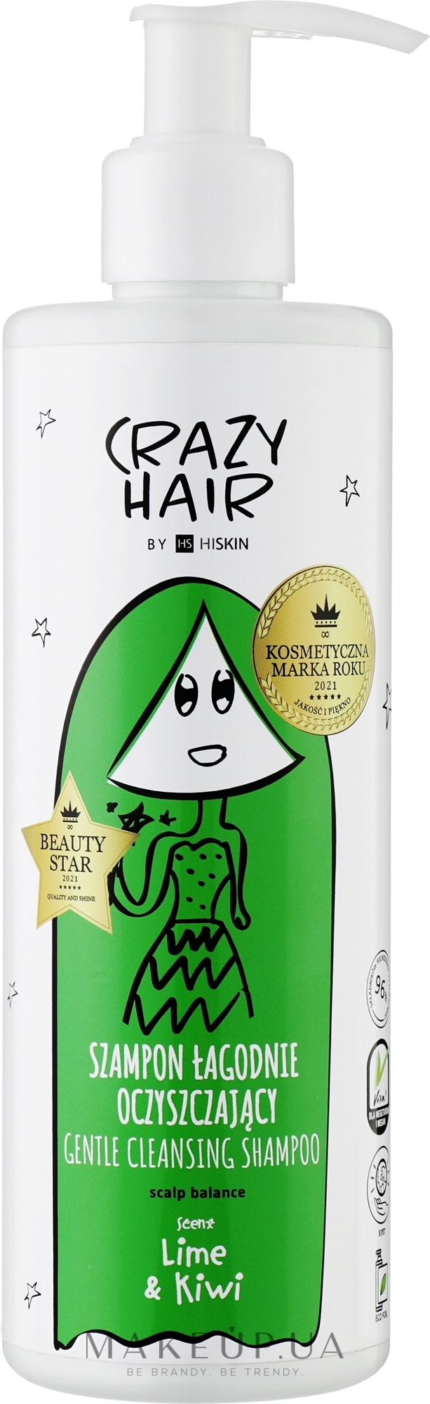 М'який шампунь для щоденного застосування "Баланс шкіри голови" - HiSkin Crazy Hair Gentle Cleansing Shampoo Scalp Balance Lime & Kiwi — фото 300ml