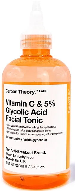 Тонік для обличчя з 5% гліколевою кислотою та вітаміном С - Carbon Theory SupaVIT-C 5% Glycolic & Vitamin C Facial Tonic — фото N1