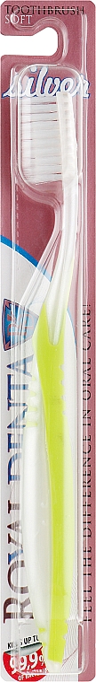 Мягкая зубная щетка с серебром для чувствительных зубов и при заболеваниях десен, зеленая - Royal Denta Silver Soft Toothbrush — фото N1
