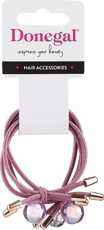 Резинка для волос, FA-5697+2, розовые с камнями - Donegal — фото N1