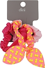 Парфумерія, косметика Резинки для волосся "Метелик", AT-14, малинова + рожева + рожева в горошок - Dini Every Day