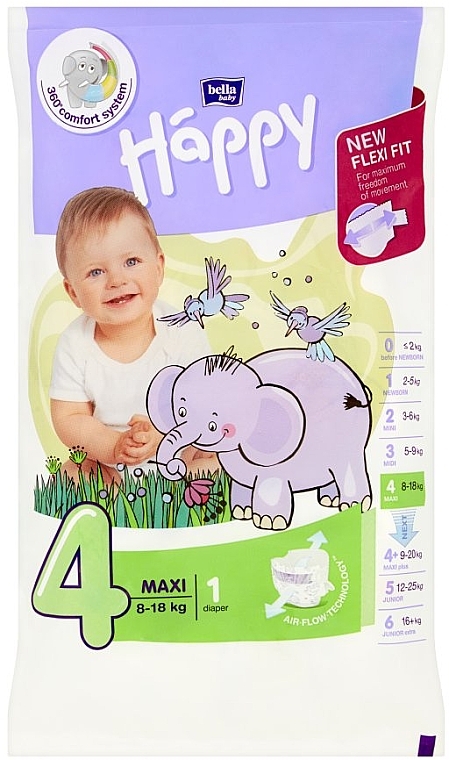 Дитячі підгузки 8-18 кг, розмір 4, 1 шт. - Bella Baby Happy — фото N1