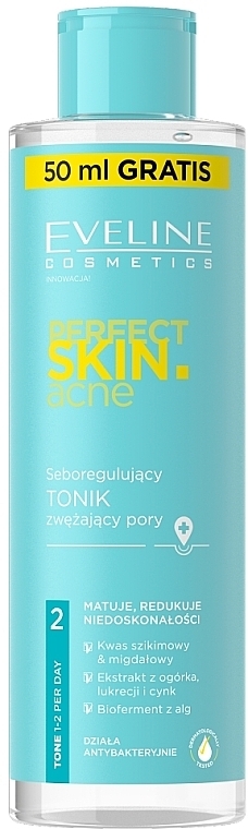 Себорегулювальний тонік для звуження пор - Eveline Cosmetics Perfect Skin.acne Face Tonic