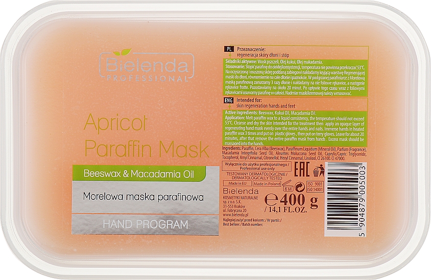 Парафиновая маска для рук "Персик" - Bielenda Professional Cold Paraffin Hand Apricot Mask — фото N1