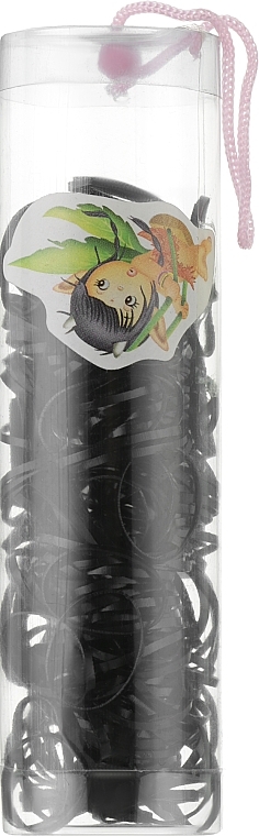 Эластичные резинки для плетения волос в круглом тубусе, чёрные - Cosmo Shop — фото N1