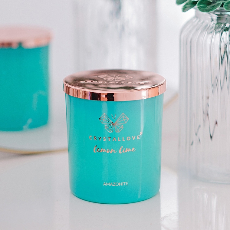 Соєва свічка з амазонітом, лимоном і лаймом - Crystallove Soy Candle with Amazonite Lemon Lime — фото N3