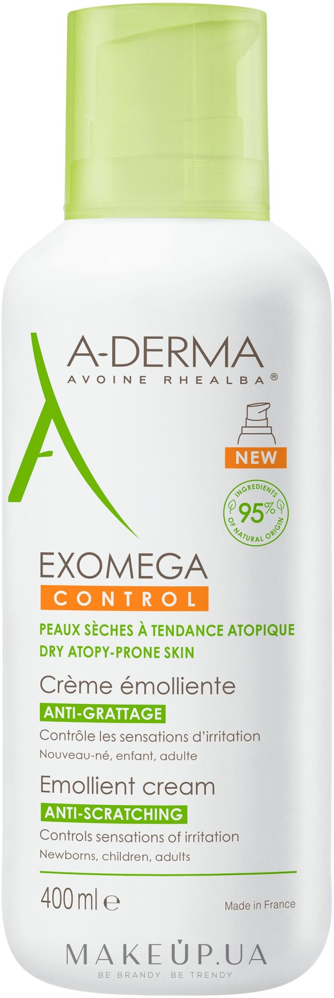 Смягчающий крем для тела с дозатором - A-Derma Exomega Control Emollient Cream Anti-Scratching — фото 400ml