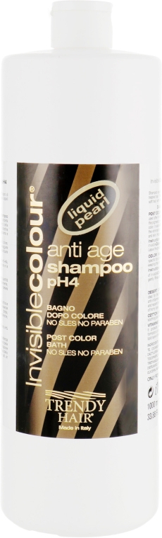 Шампунь для волос после окрашивания без парабенов и сульфатов - Trendy Hair Invisible Color Anti Age Ph4 Post Color Shampoo — фото N1