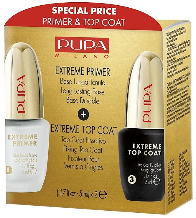 Набір - Pupa Extreme Kit (primer/5ml + top/coat/5ml) — фото N1