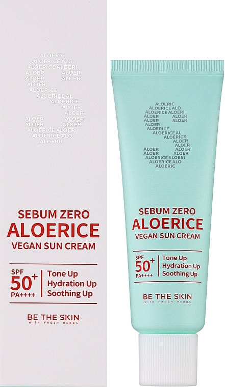 Солнцезащитный крем для лица - Be The Skin Sebum Zero Aloerice Vegan Sun Cream SPF50+ PA++++ — фото N2