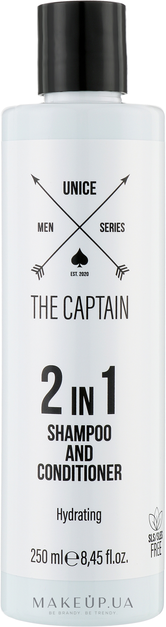 Безсульфатний шампунь-кондиціонер 2 в 1 для чоловіків - Unice The Captain Shampoo&Conditioner — фото 250ml