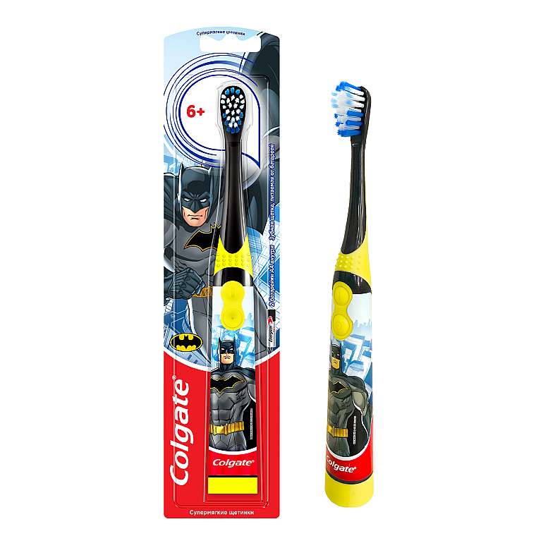 Детская электрическая зубная щетка, супермягкая, Batman, черная - Colgate